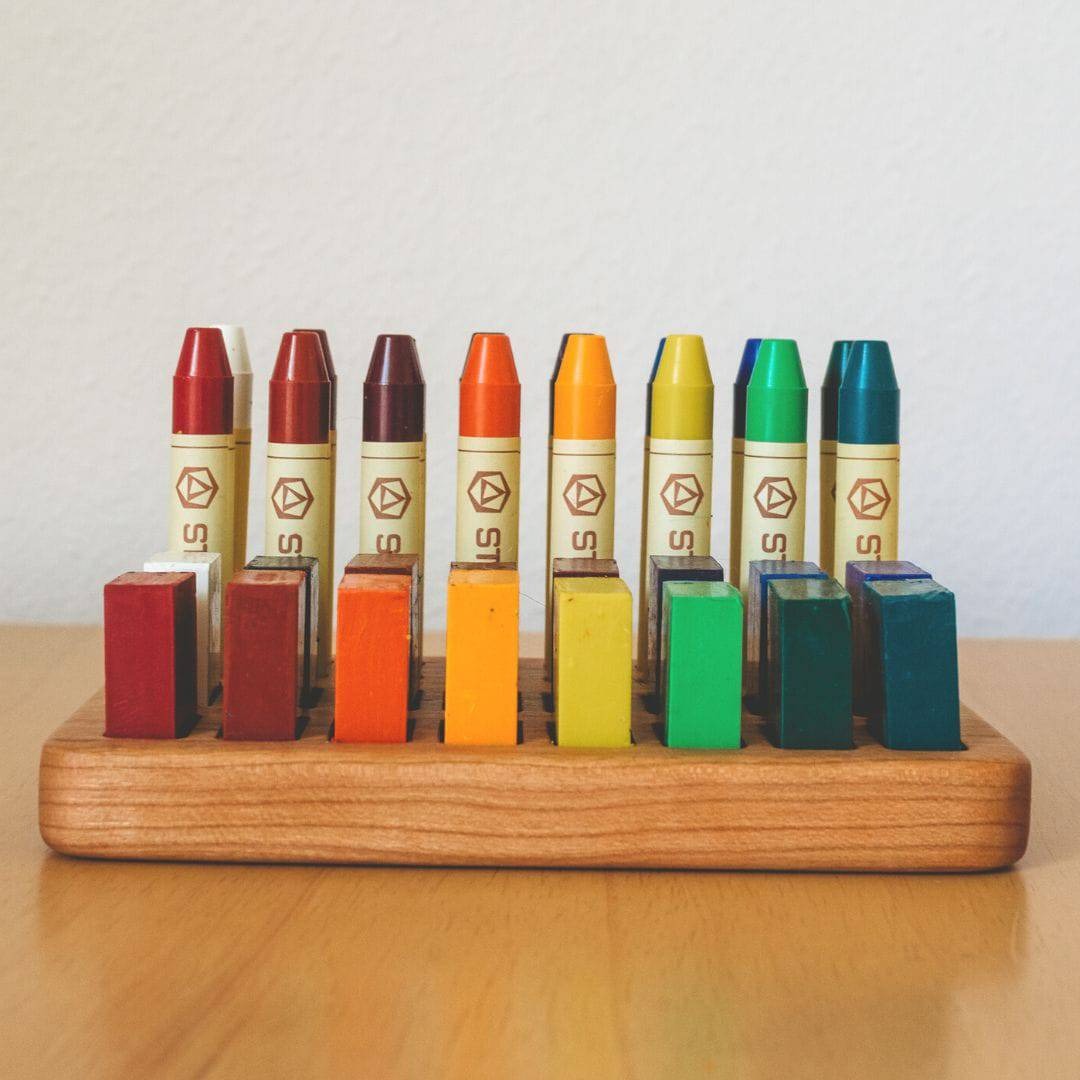 Wooden Beeswax Crayon Holder