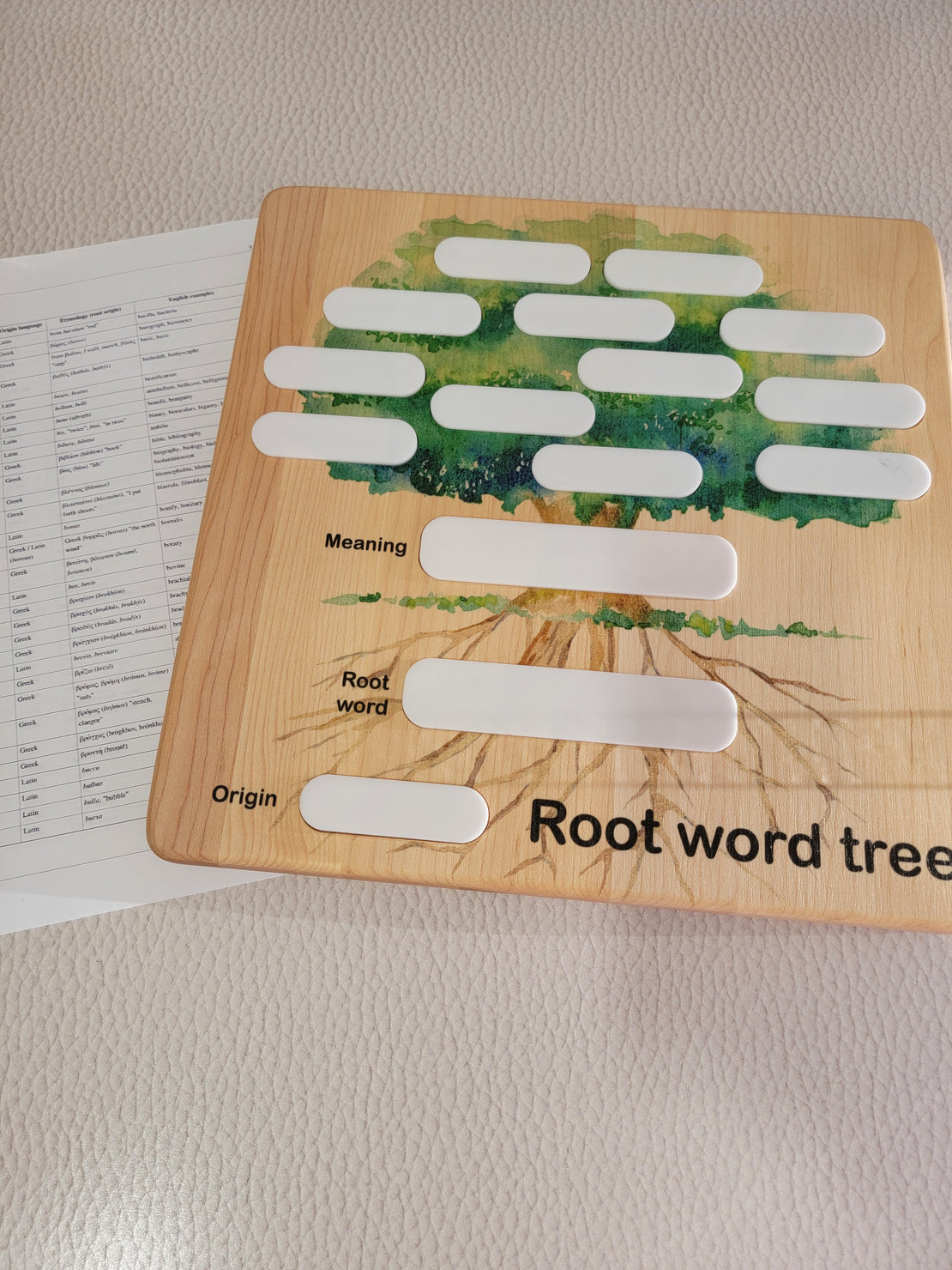 Root word tree board