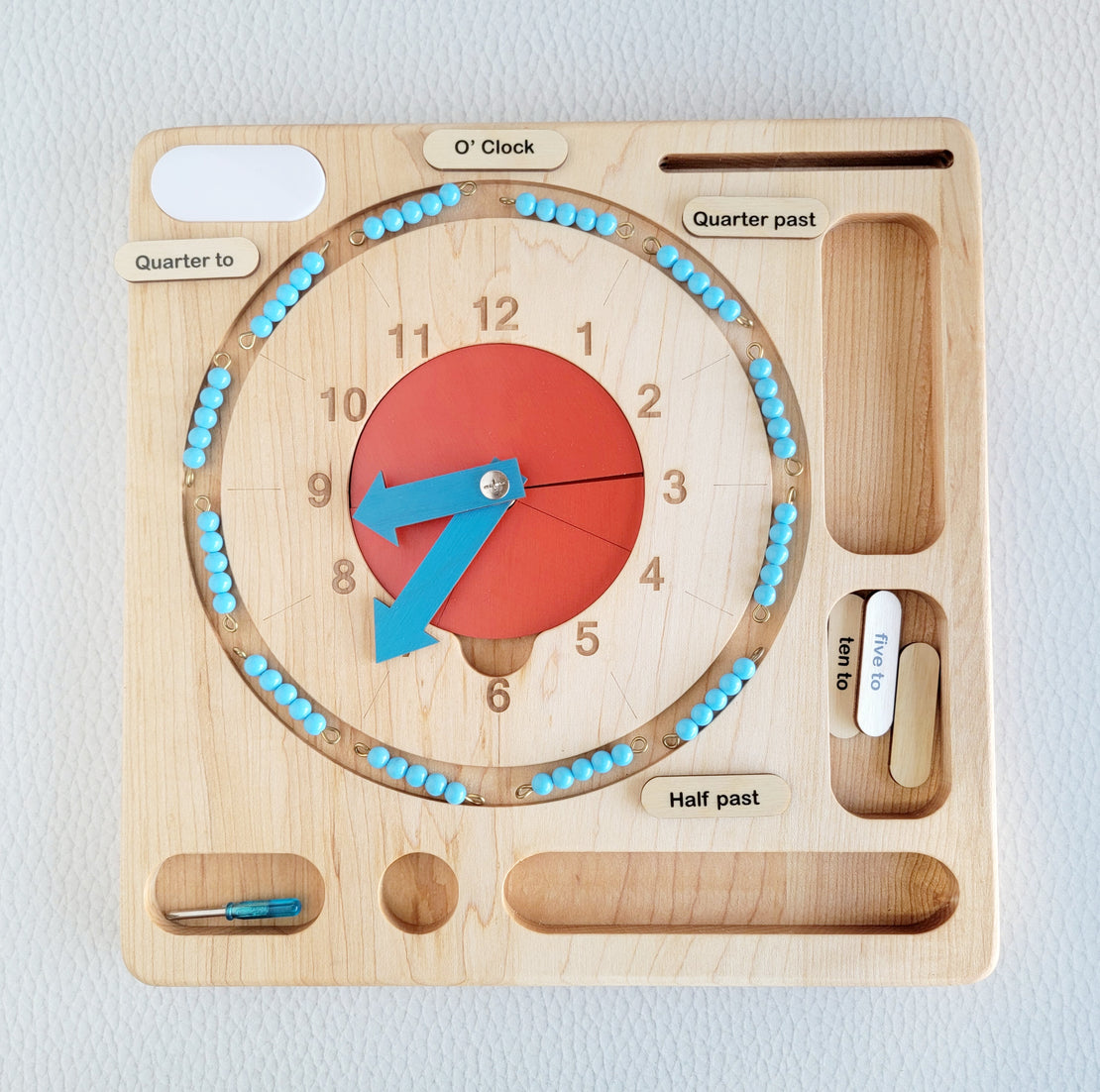 SECONDS/IMPERFECT Interactive Montessori Teaching Clock - Master Time, Fractions & Skip Counting for Kids - Montessori learning clock