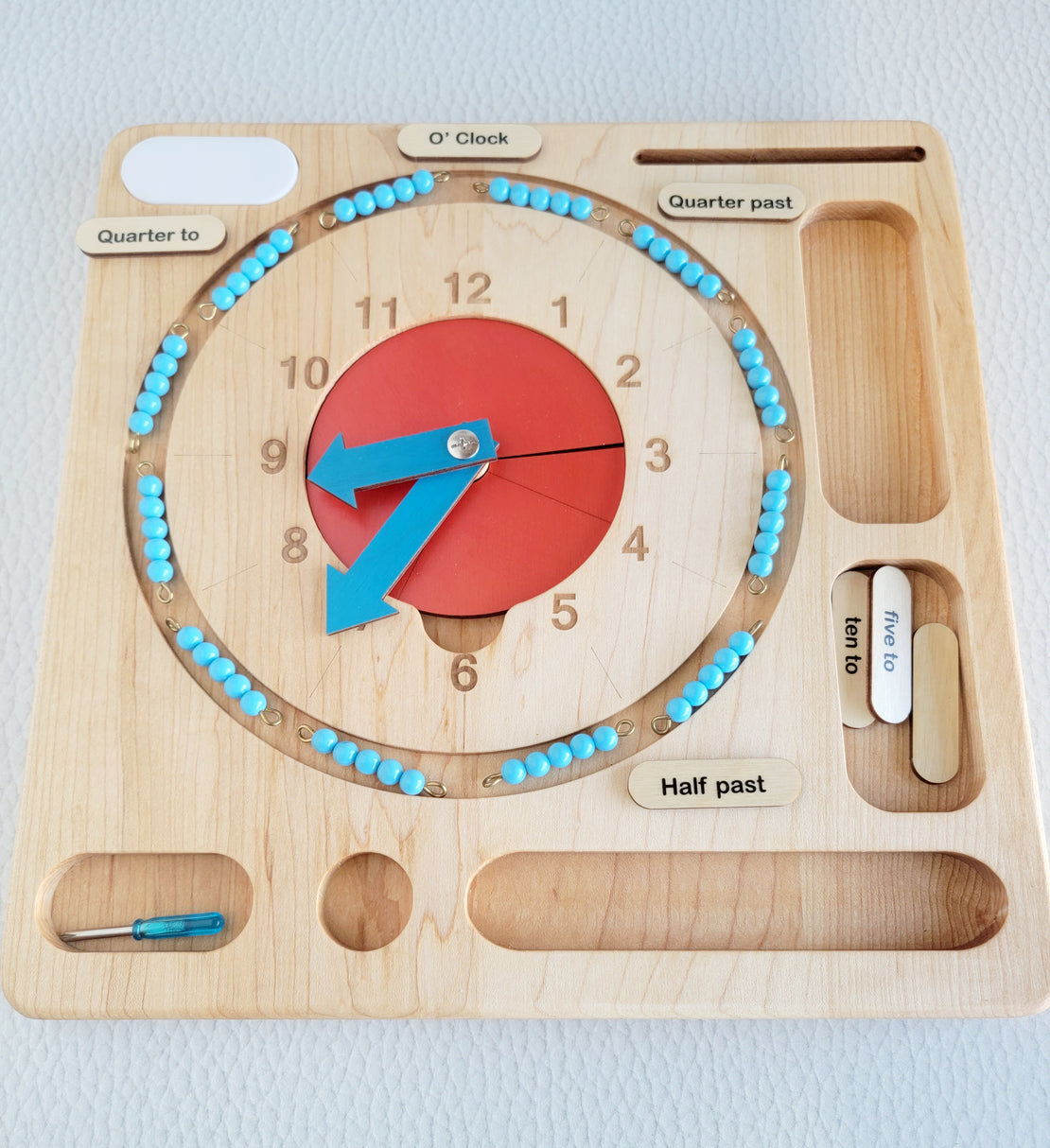 SECONDS/IMPERFECT Interactive Montessori Teaching Clock - Master Time, Fractions & Skip Counting for Kids - Montessori learning clock