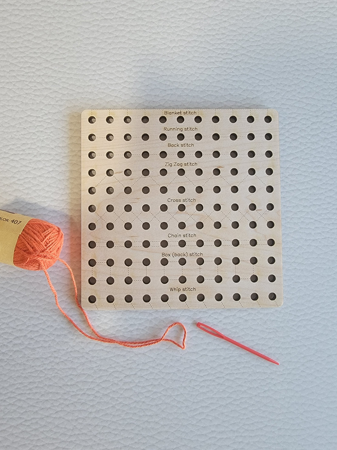 Wooden Sewing Board for Kids with engraved stitch guide – Master Fine Motor Skills and Explore Diverse Stitching Techniques
