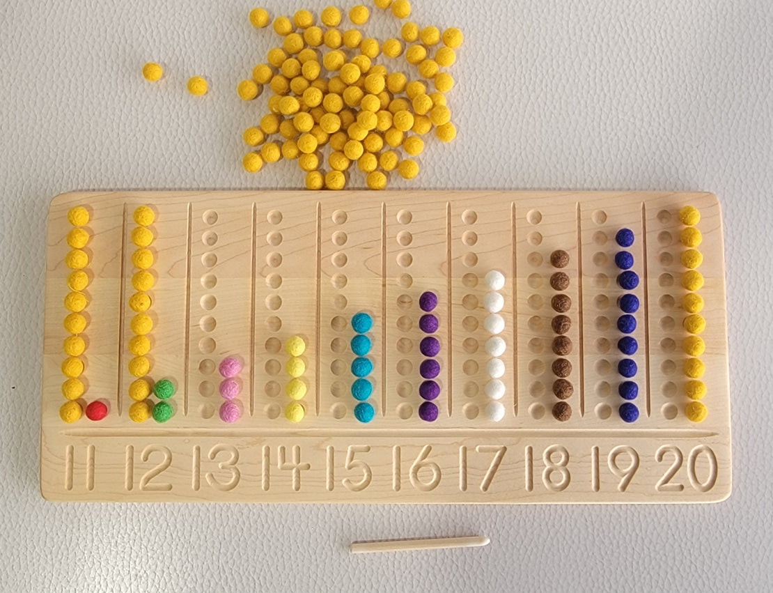Teen board - 11-20 Number counting board- Number tracing board - Montessori