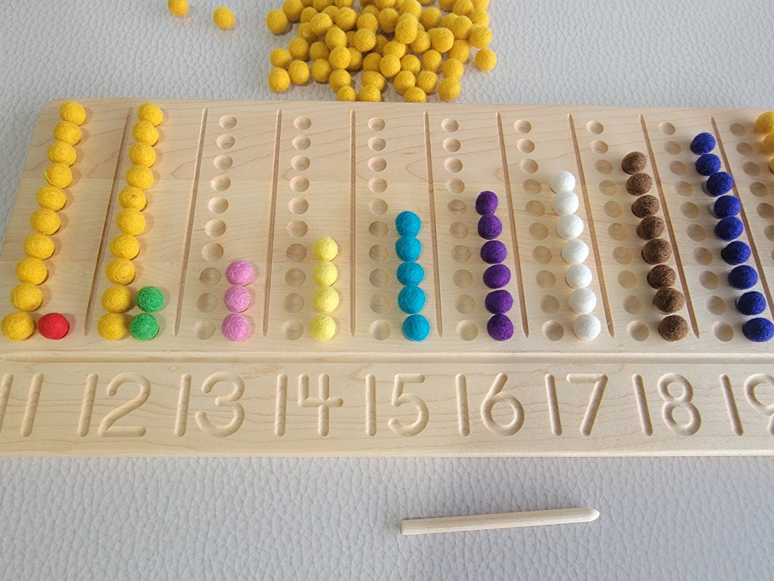Teen board - 11-20 Number counting board- Number tracing board - Montessori