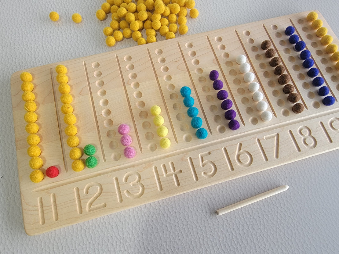 Teen board - 11-20 Number counting board- Number tracing board - Montessori