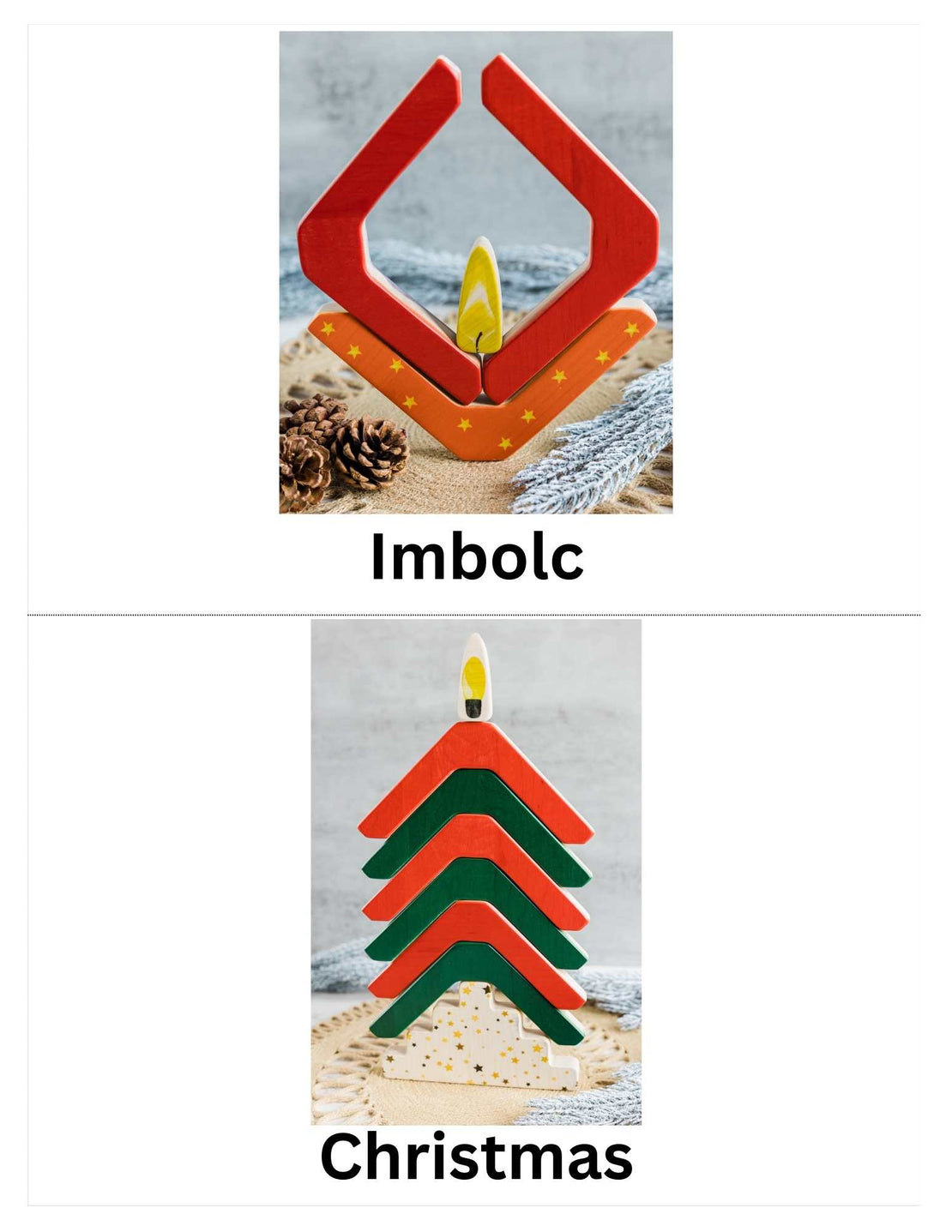 Festival of lights stacker - Double sided stacker to explore the world festivals - Diwali, Christmas, Imbolc, Kwanzaa, Hanukkah, Lantern