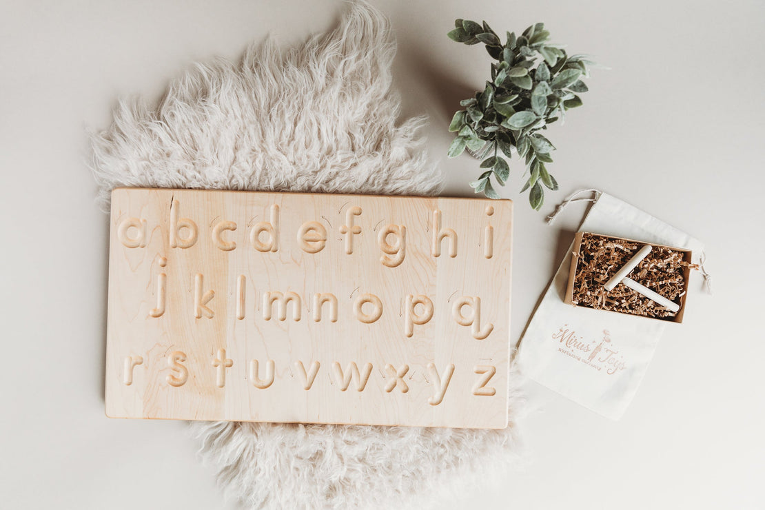 SECONDS/IMPERFECT Alphabet tracing board with guided arrows, Regular print font,