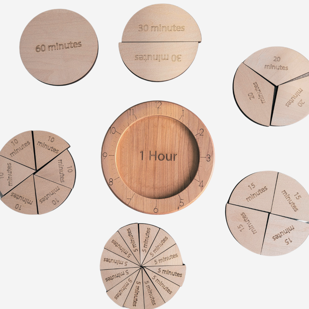 Time fraction learning kit - fraction of time - Montessori materials