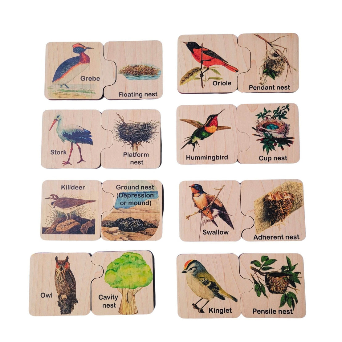 Wooden memory puzzle - Montessori toys - bird nest puzzle - wooden toys