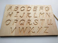 Alphabet tracing board, Natural wood, D'Nealian font alphabet tracing with guided arrows, educational toys