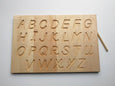 Alphabet tracing board, Natural wood, D'Nealian font alphabet tracing with guided arrows, educational toys