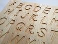 Alphabet tracing board, Natural wood, D'Nealian font alphabet tracing with guided arrows, educational toys