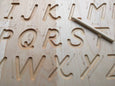 Alphabet tracing board, Natural wood, D'Nealian font alphabet tracing with guided arrows, educational toys