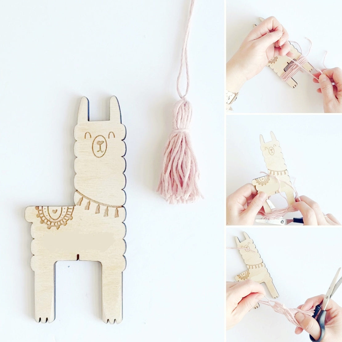 Llama-Shaped Wooden Pom Pom Maker - Practical life and fine motor skills exercise for older kids