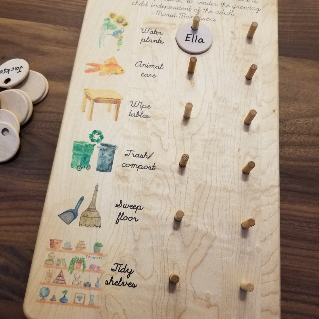 Montessori chore chart - classroom job chart - care of environment chart