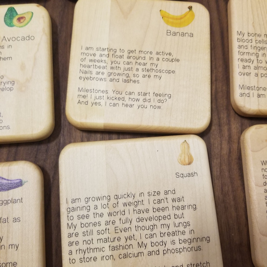 Doula Gift Ideas - Stages of pregnancy and fetal development wooden tiles, obgyn gift, midwife gift, doula gift, graduation gift