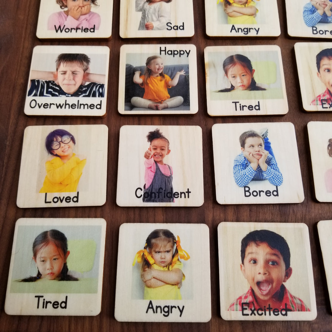 Emotion tiles - Montessori classroom - Montessori materials - emotional development