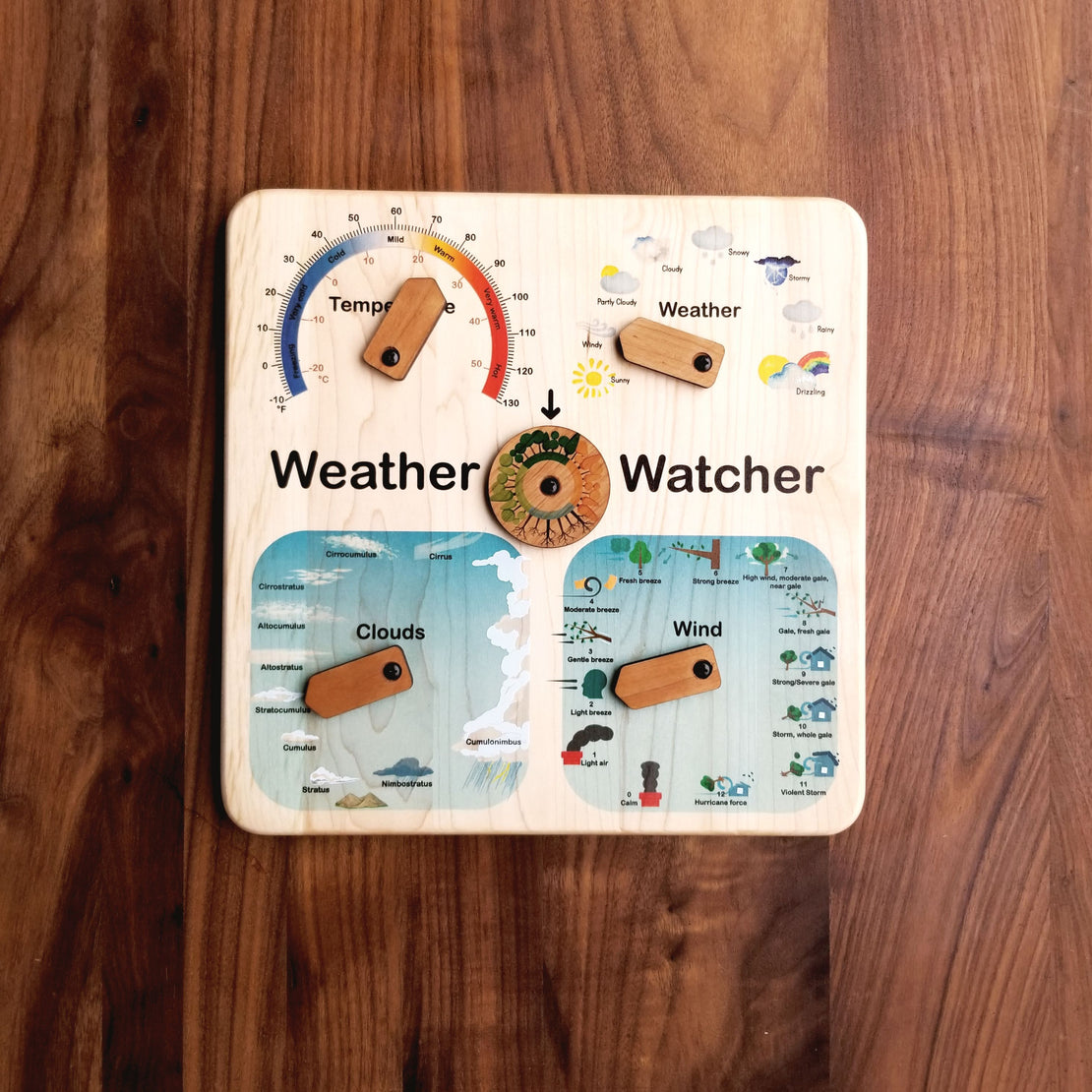 Wooden weather station - weather chart - weather board