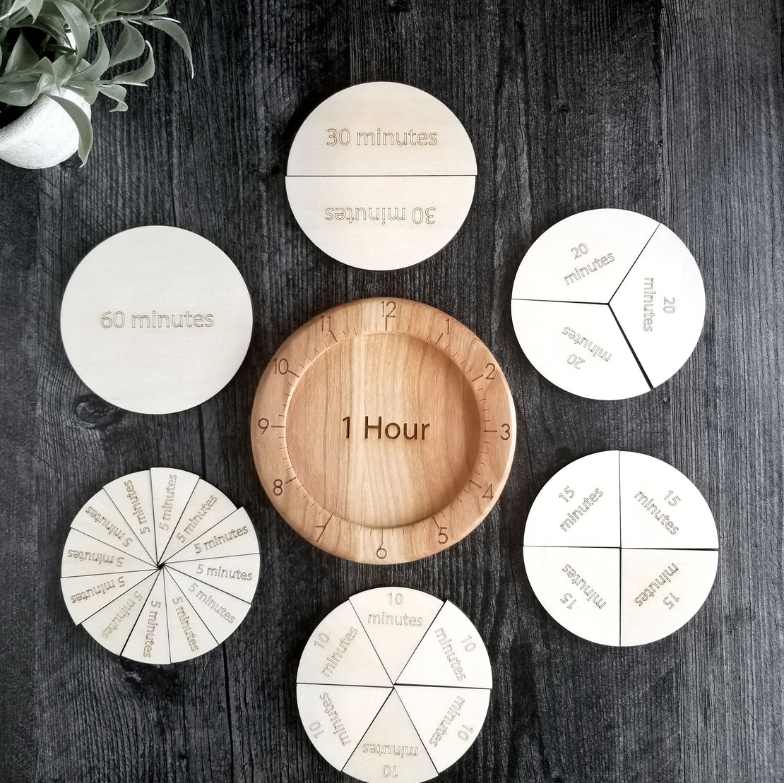 Time fraction learning kit - fraction of time - Montessori materials