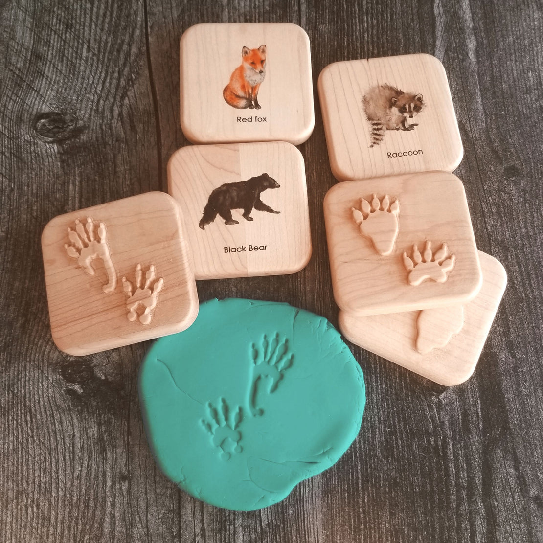 Animal tracks play dough stampers - Montessori toys - Stocking stuffers