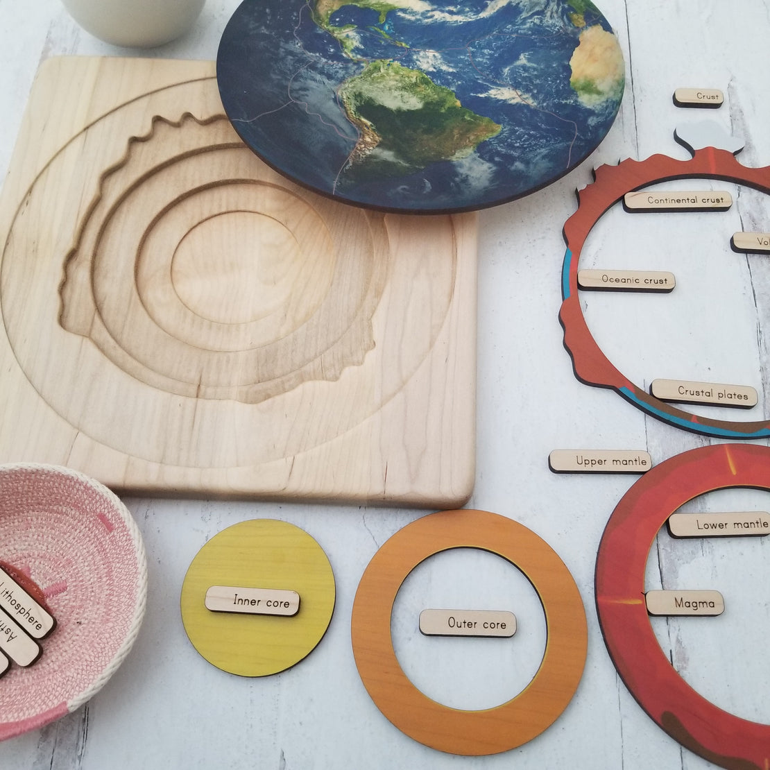 Layers of the Earth wooden puzzle - Great stories, Earth study - With PDF cards and companion guide