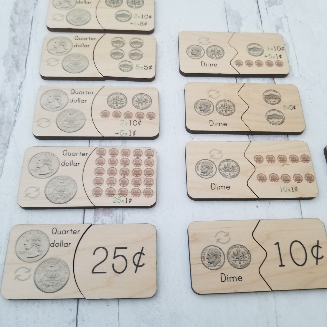 Coin equivalency puzzle - teach kids about money