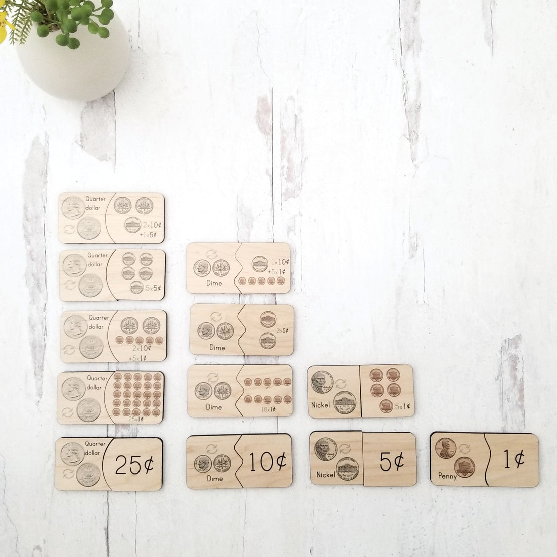 Coin equivalency puzzle - teach kids about money