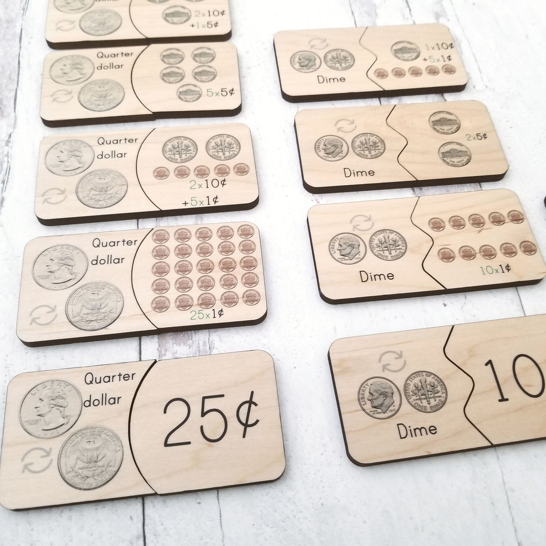Coin equivalency puzzle - teach kids about money