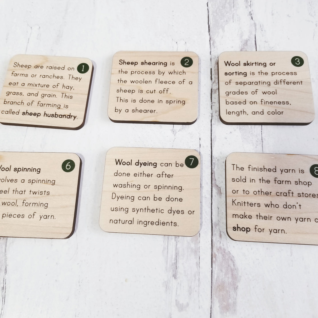 Montessori sequencing tiles - From sheep to sweater