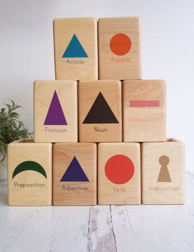 Montessori Grammar pencil holder, set of 9