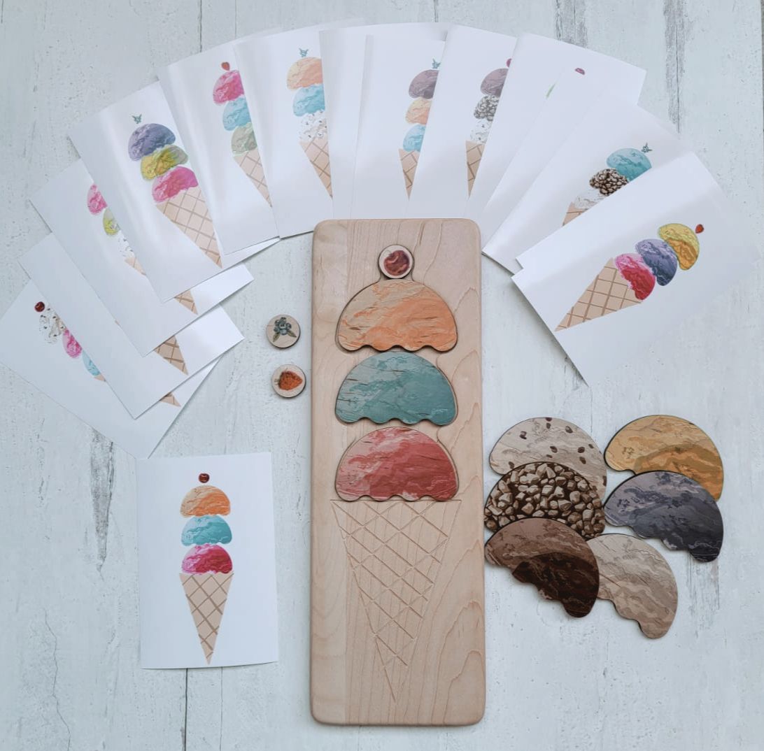 Pattern recognition work - Ice cream scoop puzzle - Montessori sensorial