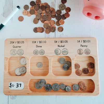 Coin manipulation board - Money sorting board - Money activity board