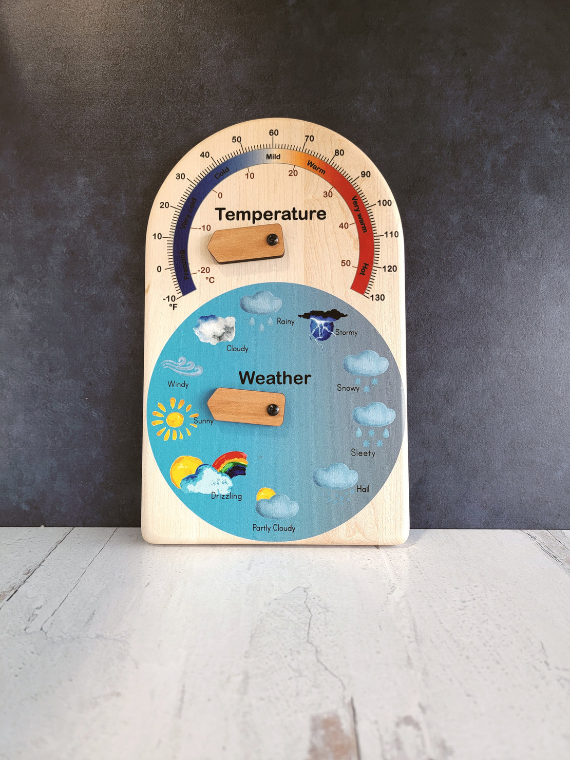 Weather station for kids - temperature and weather chart