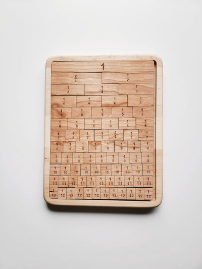 Fraction strips - fraction bars - Wooden fraction tiles - Montessori