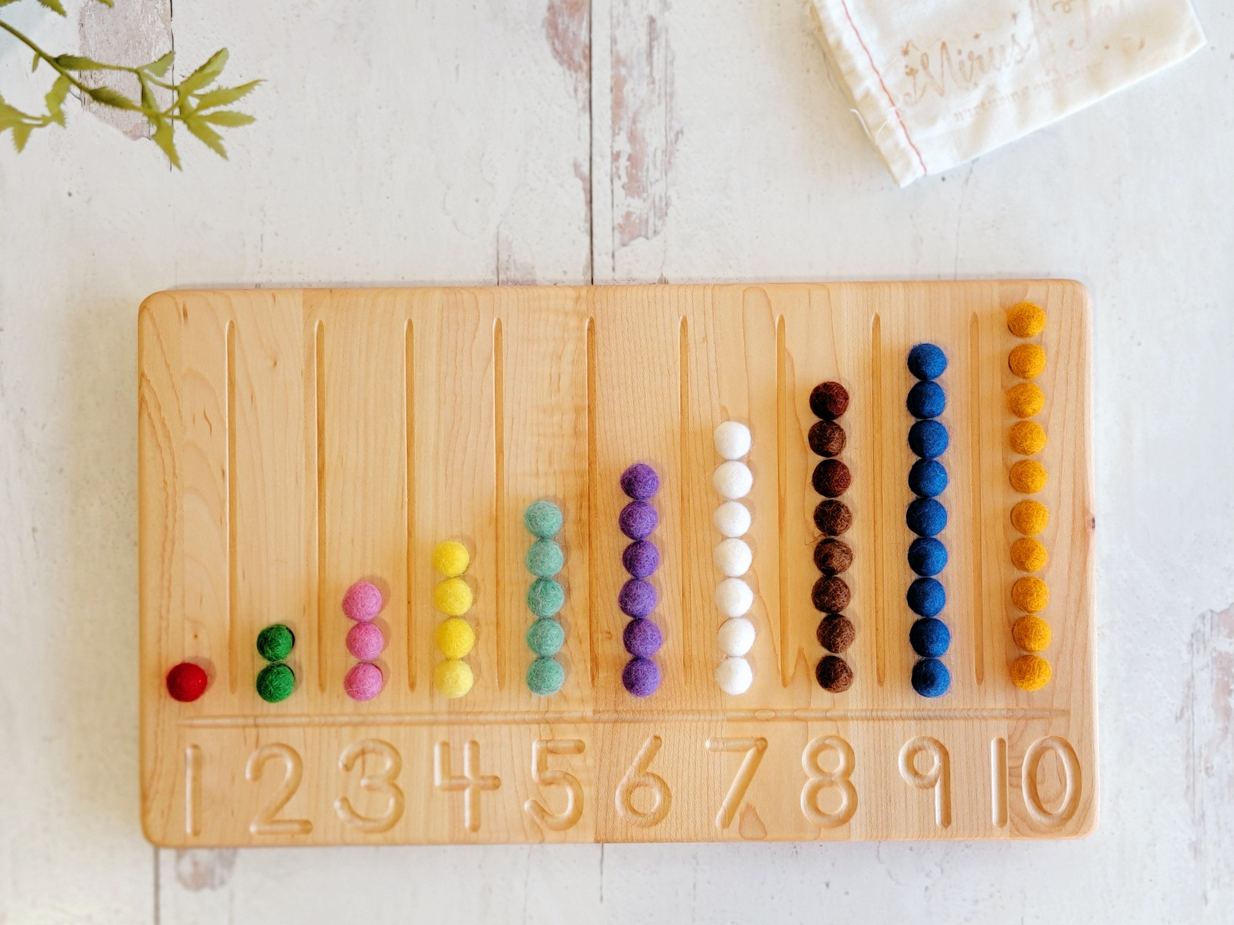 Blue Ginkgo Number Sorting Tray - Wooden Counting, Sorting and Number Tracing Toy - Montessori Stem Math Counting Toys for Preschool Math - Toddler