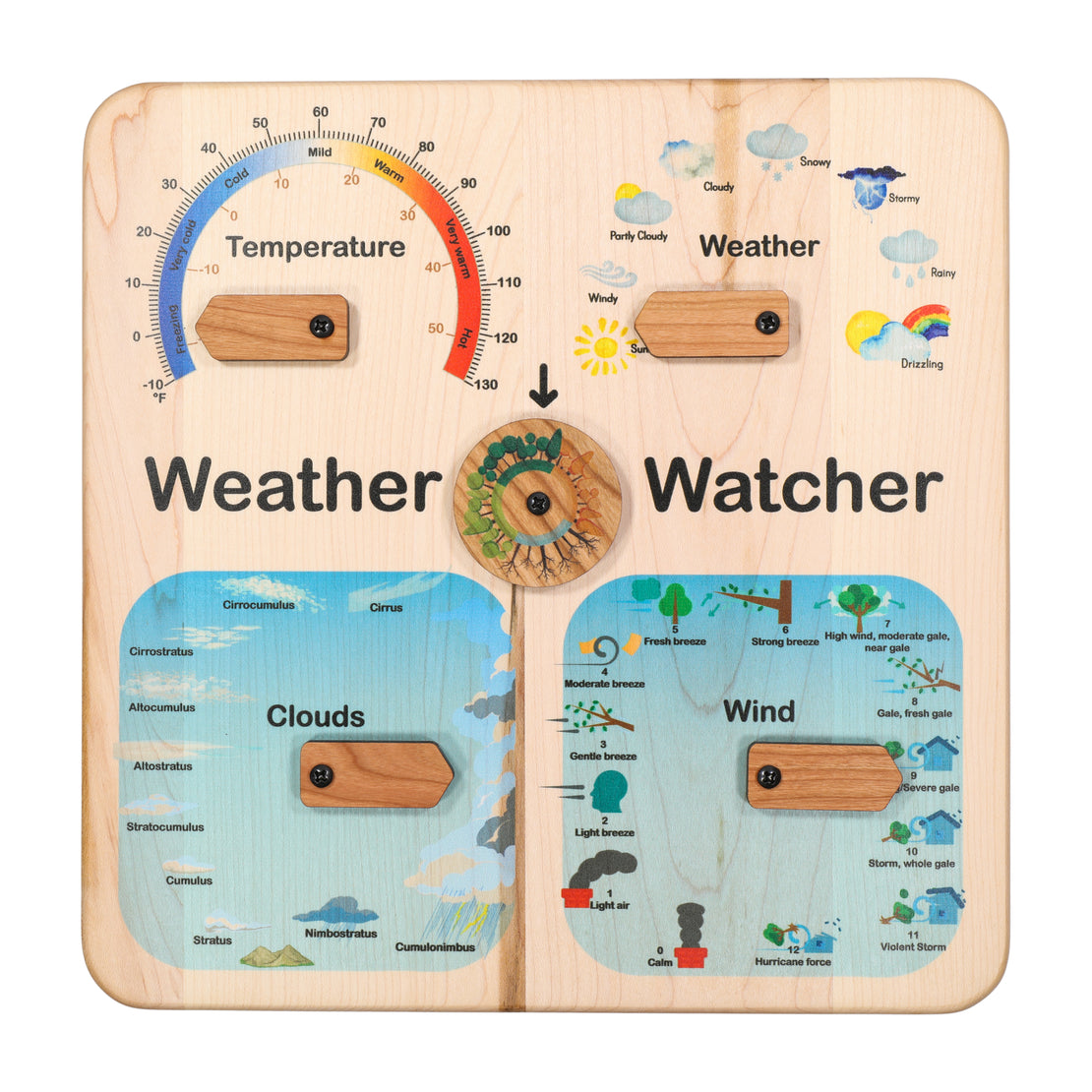 Wooden weather station - weather chart - weather board