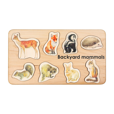 Woodland animals toys - Backyard mammals puzzle - wooden puzzle
