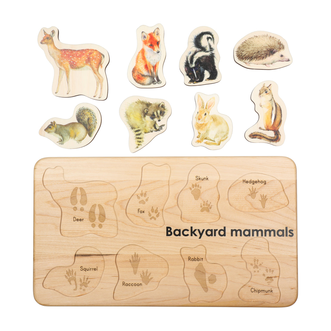 Woodland animals toys - Backyard mammals puzzle - wooden puzzle