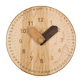 Wooden toy clock with minute and hour in different shades for easy learning