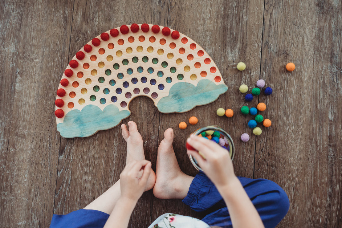 Rainbow with clouds - Color sorting toy - color matching - Montessori classroom