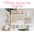 Classroom & School size Wooden perpetual calendar with seasons, moon phases, months, days and weather