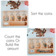 Coin manipulation board - Money sorting board - Money activity board