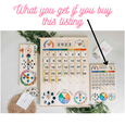 Expanded Wooden perpetual calendar with seasons, moon phases, months, days and weather