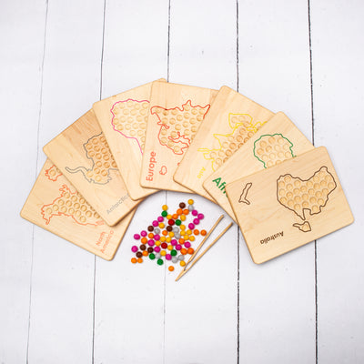 SECONDS/IMPERFECT Montessori continent work - Transfer work - Montessori geography - Montessori Fine Motor Work - Fine Motor Skills Activity - Tonging