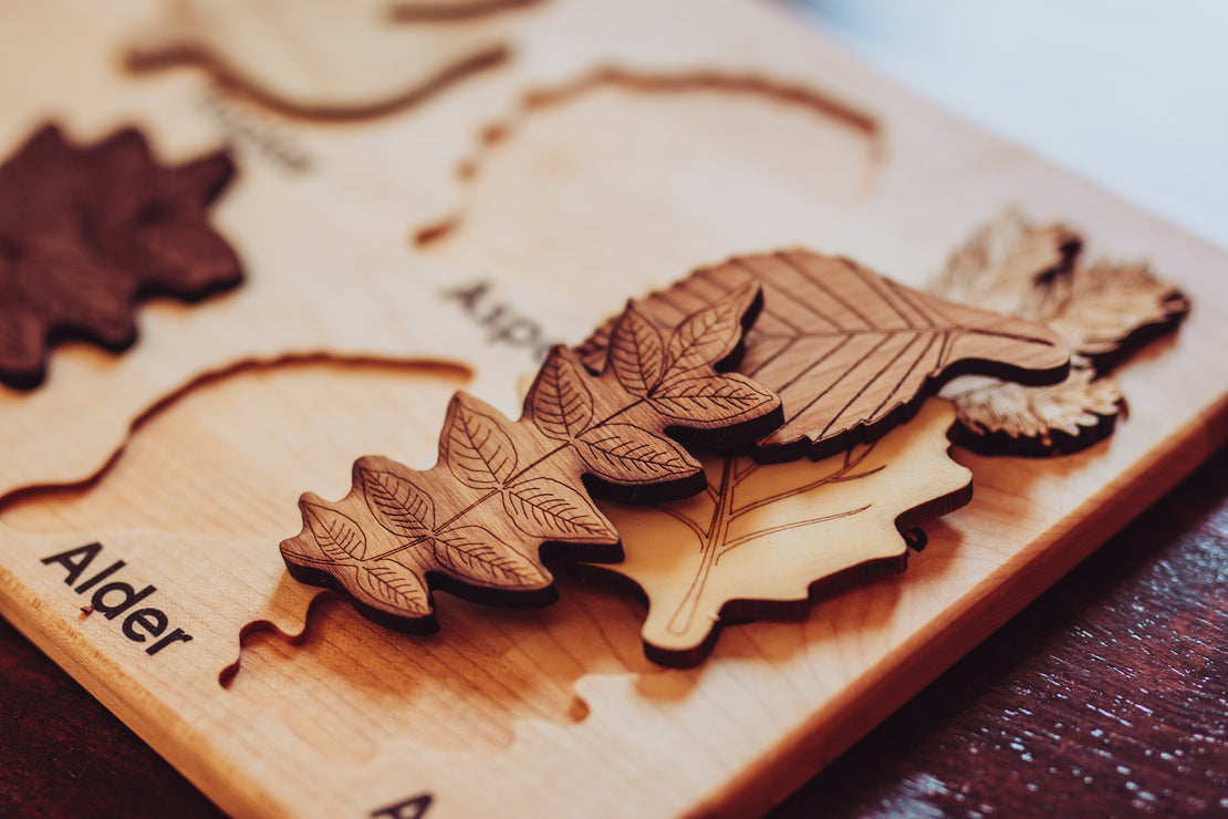 Double sided Leaf puzzle, Leaves made of its own wood