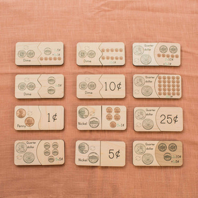 Coin equivalency puzzle - teach kids about money