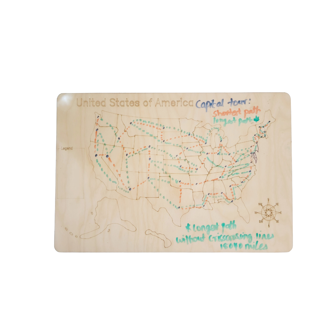 USA and Continents dry erase board