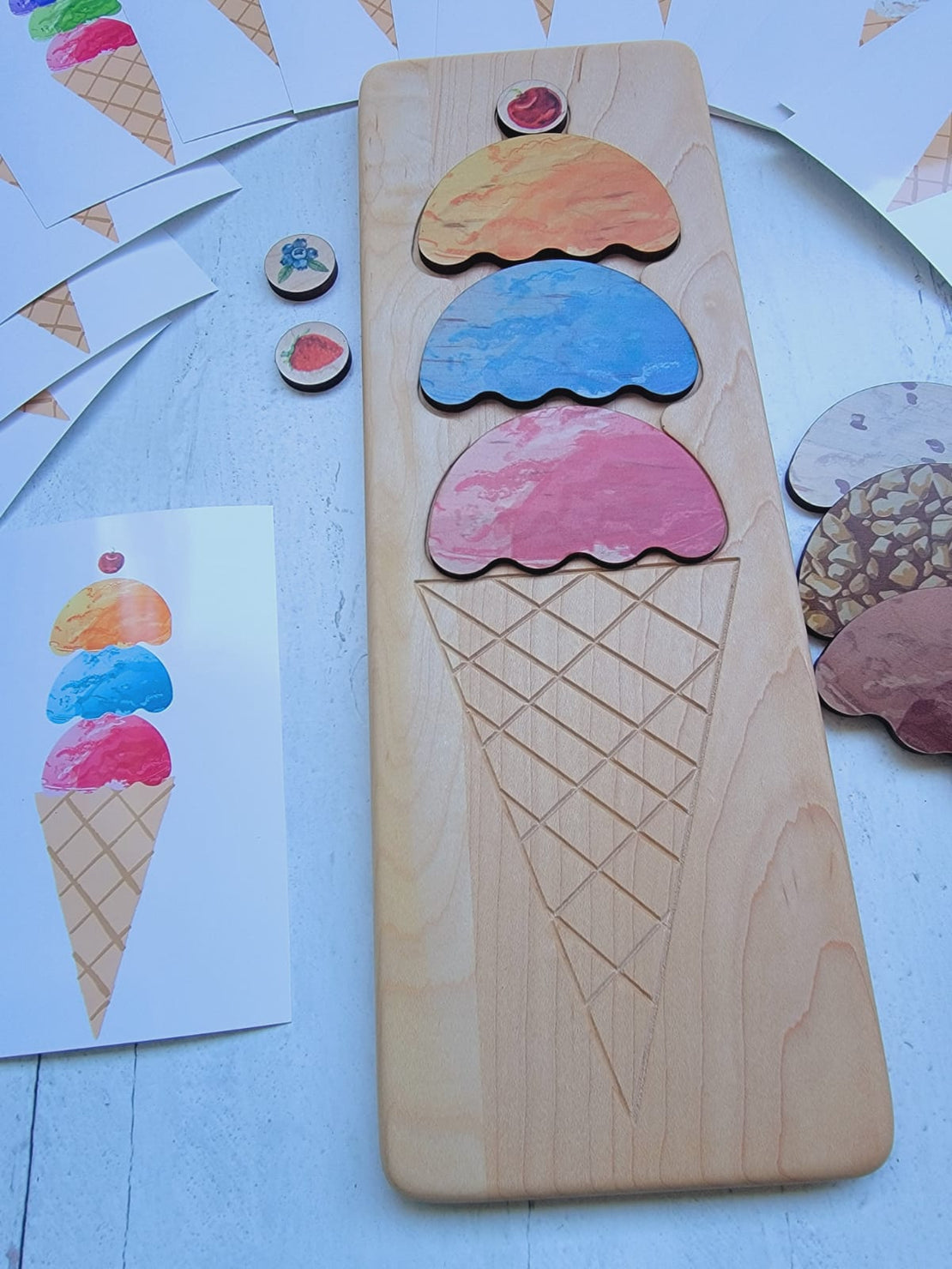 Pattern recognition work - Ice cream scoop puzzle - Montessori sensorial