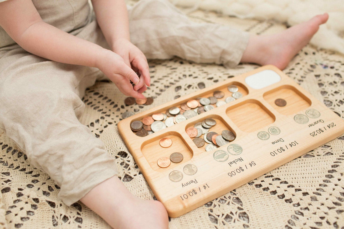Coin manipulation board - Money sorting board - Money activity board