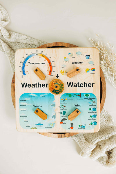 Wooden weather station - weather chart - weather board