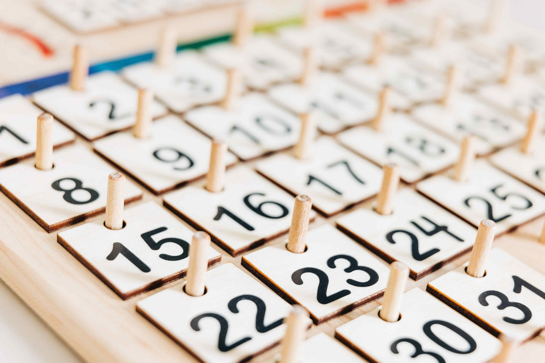 Expanded Wooden perpetual calendar with seasons, moon phases, months, days and weather